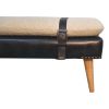 BouclÃ Buffalo Hide Black Leather Bench