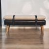 BouclÃ Buffalo Hide Black Leather Bench