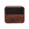 Extra Mini Wall Mounted Curved Chestnut Bedside with Open Slot
