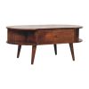 Chestnut Oval Coffee Table with 2 Drawer