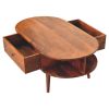 Chestnut Oval Coffee Table with 2 Drawer