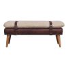 Boucle x Mahogany Leather Bench