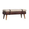 Boucle x Mahogany Leather Bench