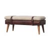 Boucle x Mahogany Leather Bench