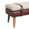 Boucle x Mahogany Leather Bench