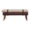 Boucle x Mahogany Leather Bench