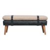 Boucle x Black Leather Bench