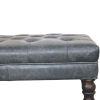 Buffalo Teal Leather Ottoman with Castor Legs