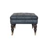 Buffalo Teal Leather Ottoman with Castor Legs
