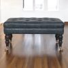 Buffalo Teal Leather Ottoman with Castor Legs