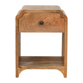 Newton Mini Oak-ish Nightstand with a drawer and open shelf