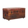 Brown Buffalo hide leather Storage Trunk