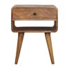 Avora Oak-ish Nightstand with Drawer and open slot