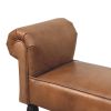 Brown Buffalo Leather Rolled Arms Bench