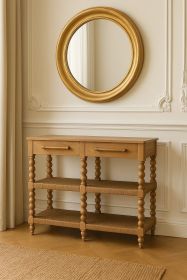 Savoy Bobbin Console with Jute Shelves