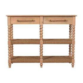 Savoy Bobbin Console with Jute Shelves