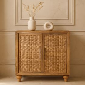 Rattan Oak 2-Door Cabinet
