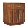 Solid Wood Curved Ribbed Bedside with Drawer