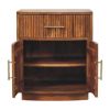 Solid Wood Curved Ribbed Bedside with Drawer