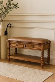Leather Spindle Bench