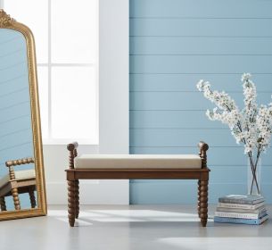 Spindle Amber Linen Bench