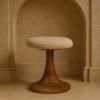 Boucle Teak Accent Stool