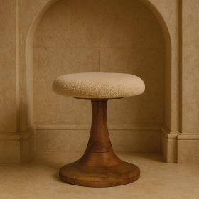 Boucle Teak Accent Stool