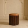 Ribbed Leather Accent Stool