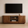 Fluted Media Console with Shelves