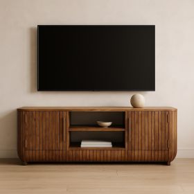 Fluted Media Console with Shelves