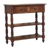 Turned Leg Side Table with Shelves