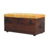 Walnut Storage Trunk Bench with Tan Leather