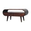 Walnut Curved Two Drawer Media Unit
