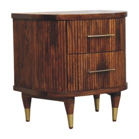 Ribbed Bedside with Brass Handles