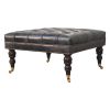 Black Leather Upholstered Ottoman