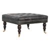 Black Leather Upholstered Ottoman