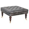 Black Leather Upholstered Ottoman
