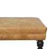 Tan Leather Upholstered Ottoman