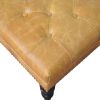 Tan Leather Upholstered Ottoman