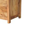 Oakish Storage Bench with Brown Leather Seat