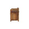 Oakish Storage Bench with Brown Leather Seat
