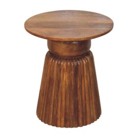 Amber Oak Round Side Table