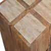 Travertine Top Block Side Table
