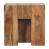 Travertine Top Block Side Table