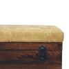 Tan Leather Storage Trunk Bench