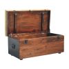 Tan Leather Storage Trunk Bench