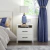 Modern 2-Drawer Nightstand with Open Shelf in Ivory Wood Finish