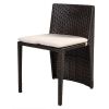 Compact Espresso/White Wicker Patio Cushioned Outdoor Chair Table Set