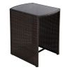 Compact Espresso/White Wicker Patio Cushioned Outdoor Chair Table Set