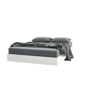 Queen Size Modern Floating Style White Platform Bed Frame
